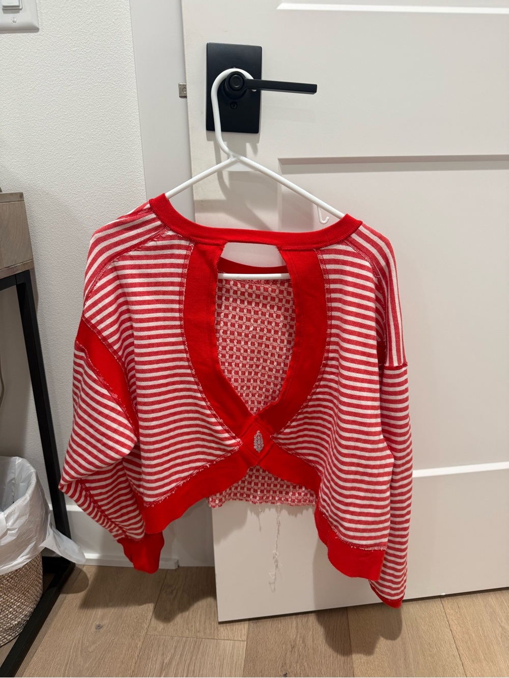 FP Movement by Free People Red and White Open-Back Knit Cardigan - Picture 3 of 4